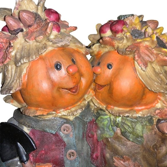 Halloween Corncob Pumpkin Head Couple Centerpiece Table Decoration - Picture 12 of 16